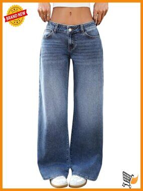 Baggy Wide Leg Low Rise Jeans Cotton Denim Women Y2K Streetwear